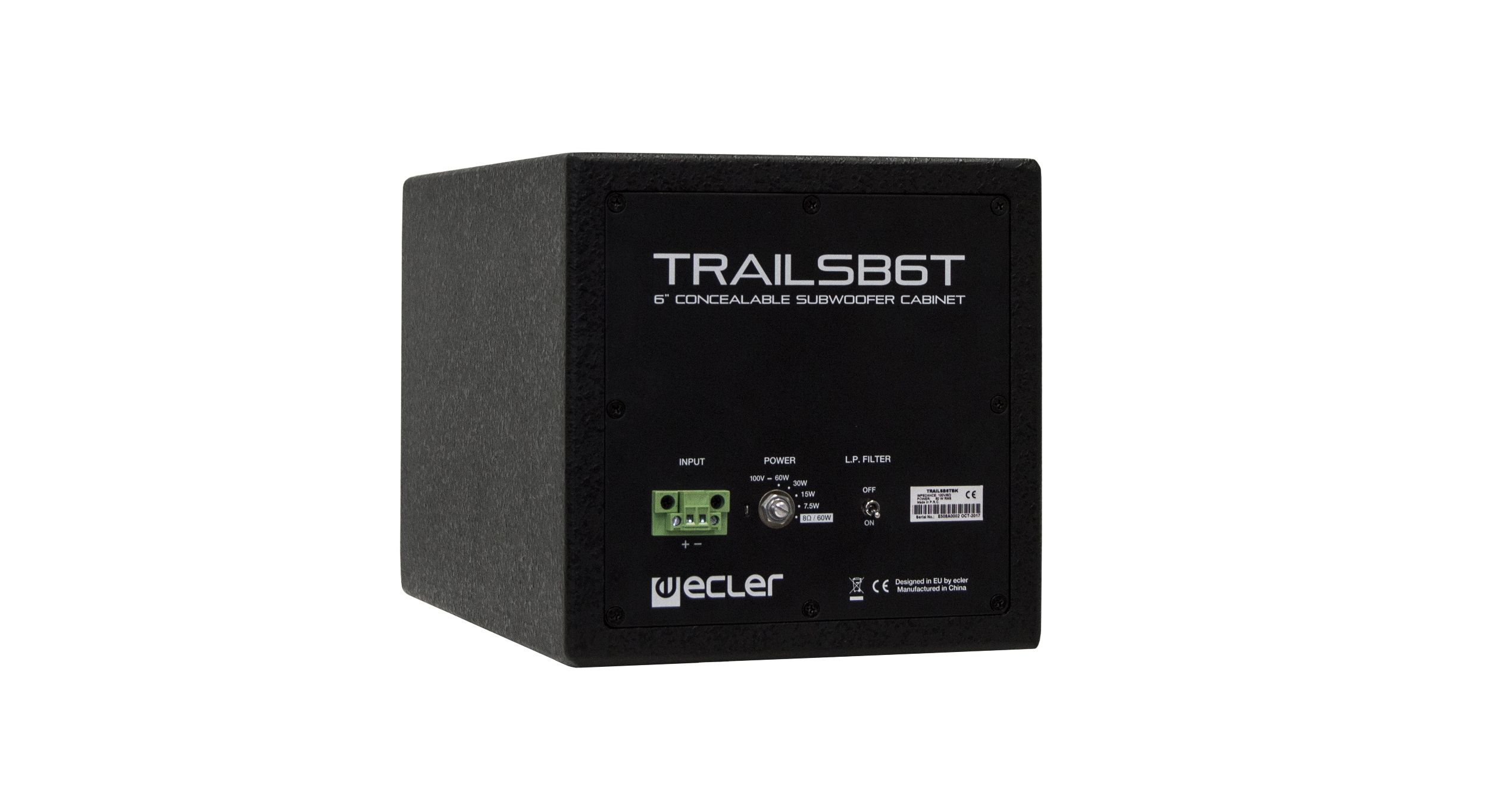Настінний сабвуфер Ecler TRAIL SB6T (6.5", 60 Вт, 8 Ом / 100V, Дерев'яний корпус, Чорний)