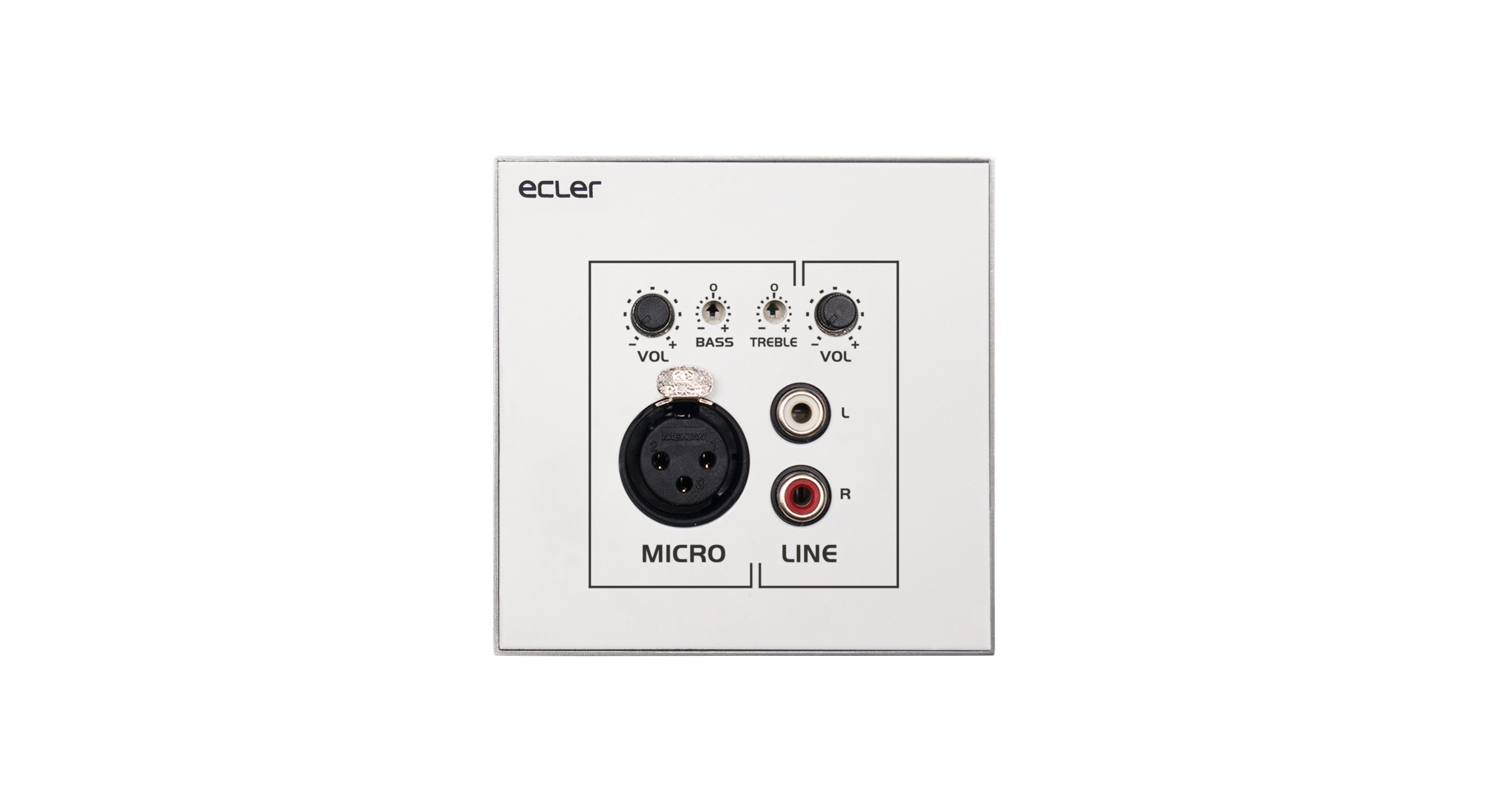 Настінний мікро-мікшер Ecler WPaMIX-T (2 канали, 1x MIC, 1x RCA, 2-смуговий EQ, Talkover)