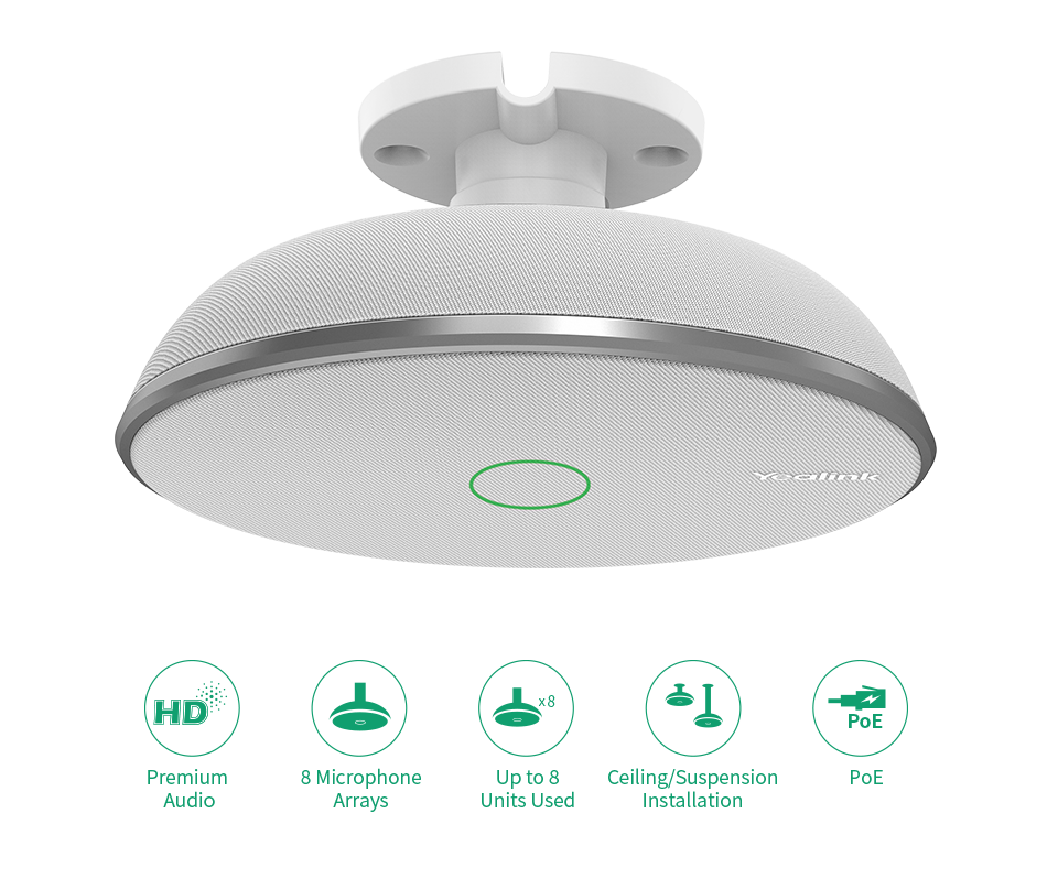 Стельовий мікрофонний масив Yealink VCM38 (8 мікрофонів, PoE, охоплення 40 м²)