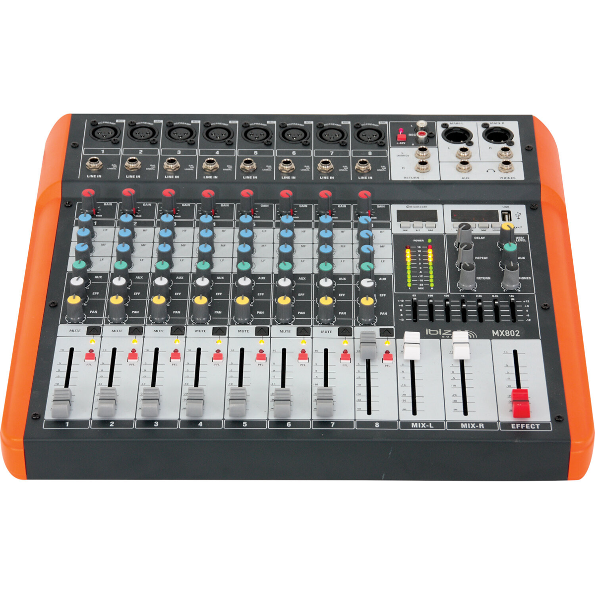 MX802 - 8 channel mixer with usb&bluetooth