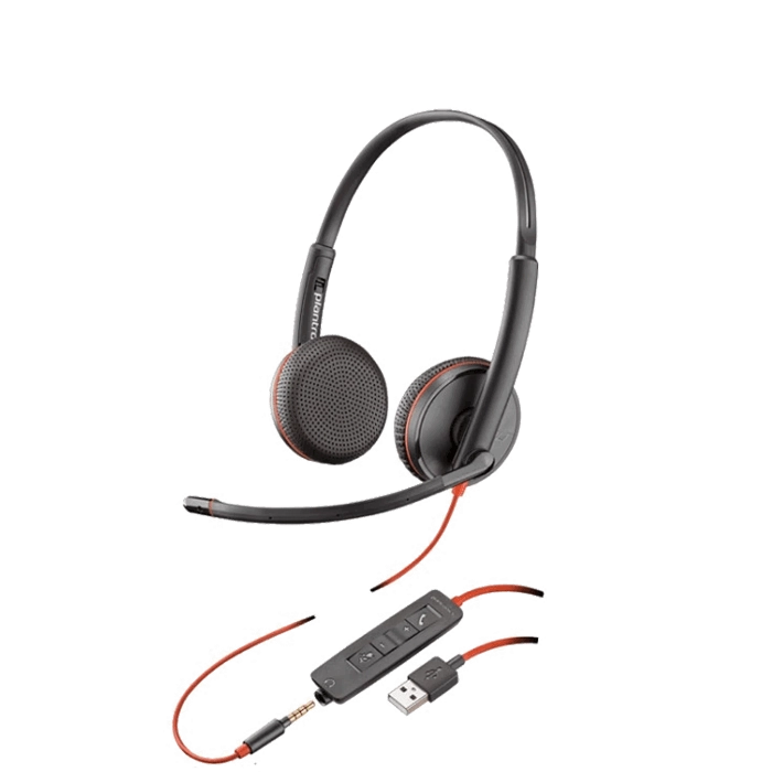 Гарнітура комп'ютерна стерео Onear Poly Blackwire 3225 HS Bulk (50 шт в коробці), USB-A, 3.5 мм